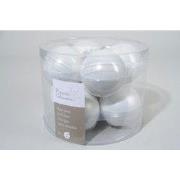 4 stuks - 8 kerstballen winterwit emaille 70 mm