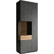 Meubella - Vitrinekast Sublime - Grijs - Eiken - 80 cm - Hoog