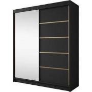 Meubella - Kledingkast Eagle - Zwart - 180 cm - Met spiegel