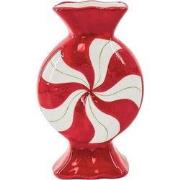 Flower Vase- Toffee Candy- -Ceramic-Red/ White- 12x6,5x20cm