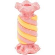Candle Holder- Toffee Candy - Ceramic-Pink/ Yellow- 7,5x7,5x13 cm