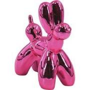Ornament- Balloon Dog Statue- Ceramic- Metallic Pink- 20x9x19 cm