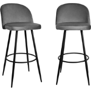 Lot de 2 chaises de bar velours L52 cm - HOUNDI