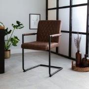 Industriële Eetkamerstoel Bruin Microvezel Stof Dean - Met Armleuninge...