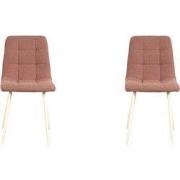 LABEL51 Eetkamerstoel Nino 54x45x89 cm - Terra - Stof - set van 2