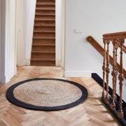 Rond vloerkleed Jute Naturel/Antraciet Bruin; Antraciet; Zwart - Rond ...