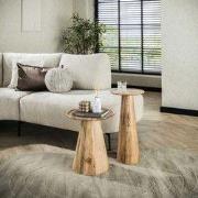 Hoyz Collection - Bijzettafel Cone Set-2 - Massief Acacia Naturel
