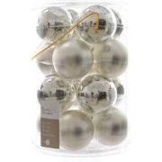 2 stuks - Kerstbal glas glans-mat 80mm zilver