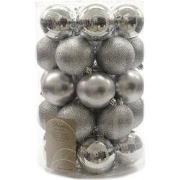 2 stuks - Kerstbal plastic mix/80mm/zilver