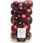 2 stuks - Kerstbal plastic gl-mt-glitter assorted ossenbloed