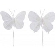 Vlinder veer drd l8b6,5 cm wit a2 6st