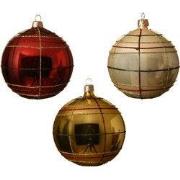 Kerstbal glas d10 cm deco ruit a3