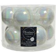 Kerstballen glas d6 cm wit/iris 10st kerst