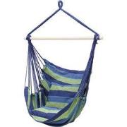 katoenen hangstoel blauw/groen met 2 kussens