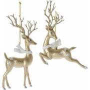 Orn.plc dier goud/wit l15cm