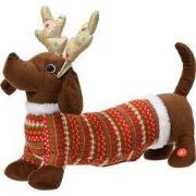 Hond polyester l45b12h32 cm bruin kerst