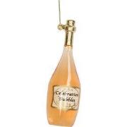 Ornament kerstbal Champagnefles Glas Helder 14 cm