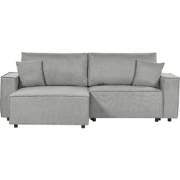 KARILA - Hoekbank met slaapfunctie - Grijs - Rechtszijdig - Polyester