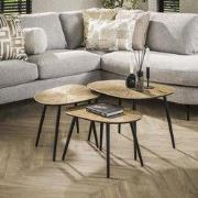 Arno Metal vierhoekige salontafel set van 3 antiek goud