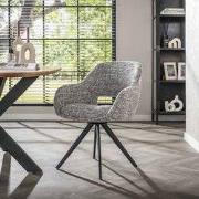 Set van 2 Eetkamerstoelen Springo Draaibaar Stof Staalgrijs