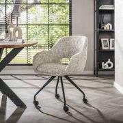 Set van 2 Eetkamerstoelen Met Wieltjes Springo Draaibaar Eagle Stof Cr...