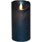 Stompkaars rustiek wax bewegende vlam 15x7,5 cm metallic blauw