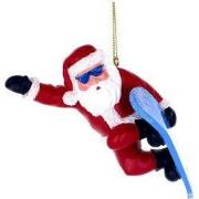 Ornament plastic kerstman snowboard l12cm