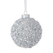 Ornament White & Silver kunststof h8 cm