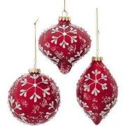 Ornament rood wit glas h10 cm