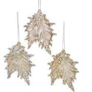 Acryl platina hulstblaadjes 2A 11 cm ornament