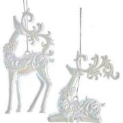 3.5-5.5 inch Acrylic White Deer Orn 2/Asstd. 5x5x10 cm kerstornament