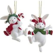 Resin winter konijn 2A 9 cm ornament