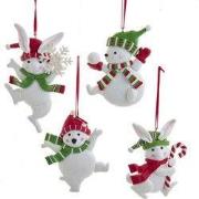 4 inch Claydough Rabbit & Bear Orns 4/Asstd. 7,62x1,778x10,16 cm kerst...