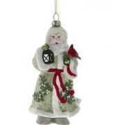 Glas maretak kussen kerstman 15 cm ornament