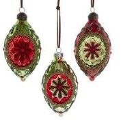 Glas rood/groen reflector druppel 3A 11,5 cm ornament