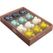 Kerstballen set plastic Mickey oren mini glitter 12 stuks 4 cm
