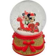 Sneeuwbol glas/polyresin Mickey&Minnie slee 15,5 cm