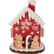 Clayre & Eef Voorraadpot Deksel Gingerbread house Ø 22x28 cm Rood Kera...