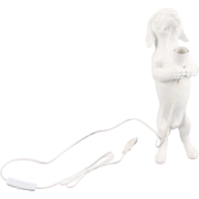 Table Lamp - Dachshund Lamp - Polyresin - White - E14 - 10x15x38cm