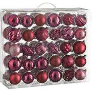 Christmas Baubles Set - 60 Pieces - Ø7 cm - Unbreakable - Fuchsia