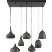 Hanglamp Mix Zwart Bruin - 7-Lichts - Industrieel - 150x100x45cm