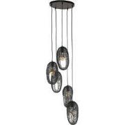 Hanglamp 5-Lichts Getrapt - Zwart Metaal - 45x45x180cm