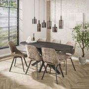 Hoyz Collection - Eettafel Metallic Deens Ovaal 180 Cm - Zwartbruin
