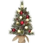 Kaprun kerstboom met burlap groen frosted rood 10L TIPS 50 battery ope...