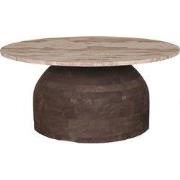 PTMD Liora Brown Mango Wood Coffee Table W Marble Top