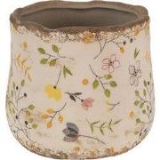 Clayre & Eef Bloempot Ø 11x10 cm Beige Geel Keramiek Bloemen