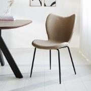 Eetkamerstoel Taupe Bouclé Stof Sia - Zonder Armleuningen