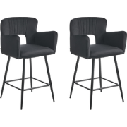 SANILAC - Barkruk set van 2 - Zwart - Fluweel