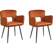 SANILAC - Eetkamerstoel set van 2 - Oranje - Fluweel
