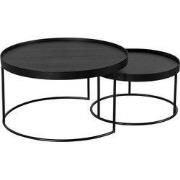 QUVIO Salontafel Sara - Set van 2 - FSC® mangohout - Metaal - Zwart